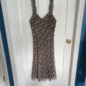 Vintage Brown and Cream Midi Dress